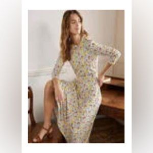 Boden Puff Sleeve Jersey MIDI Dress Size 10P